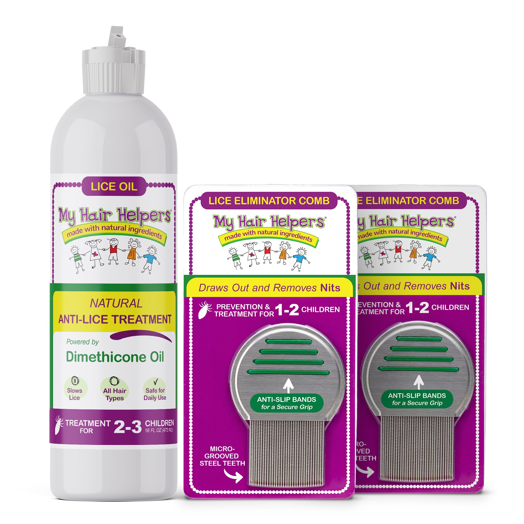 16oz dimethicone lice oil and two nit combs
