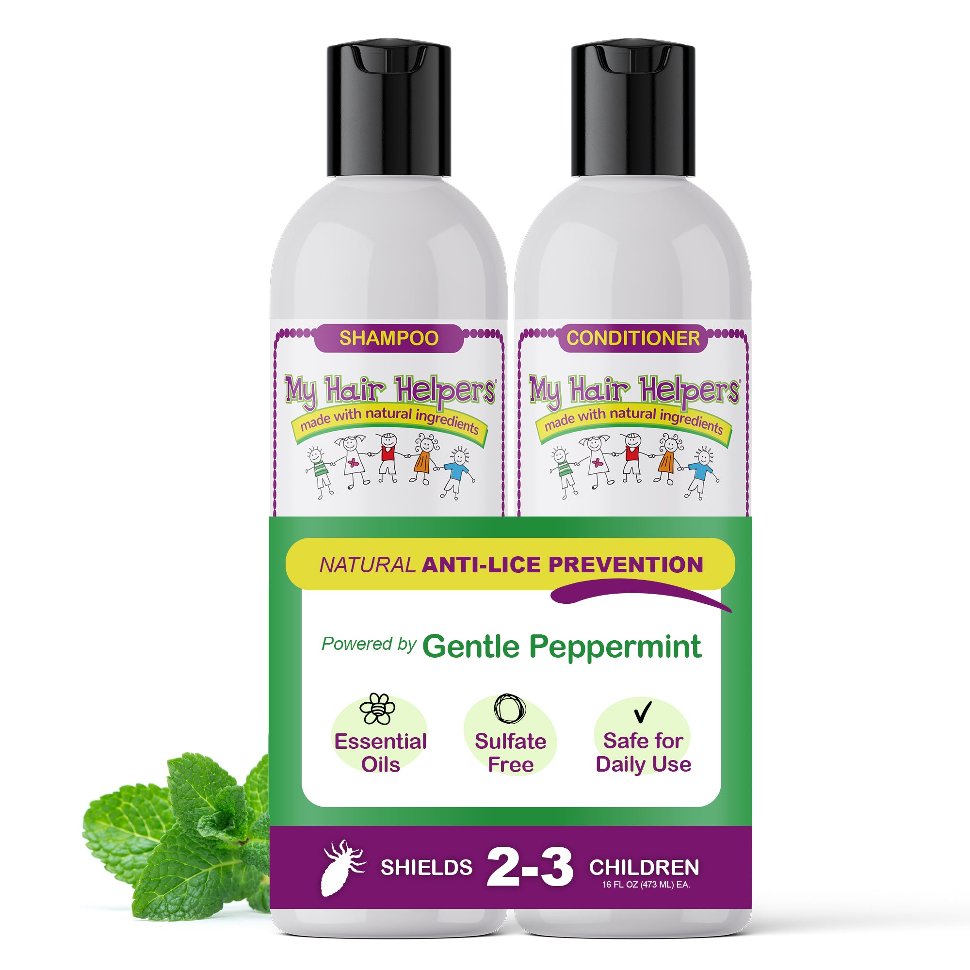 16oz Mint Shampoo and Conditioner Lice Prevention