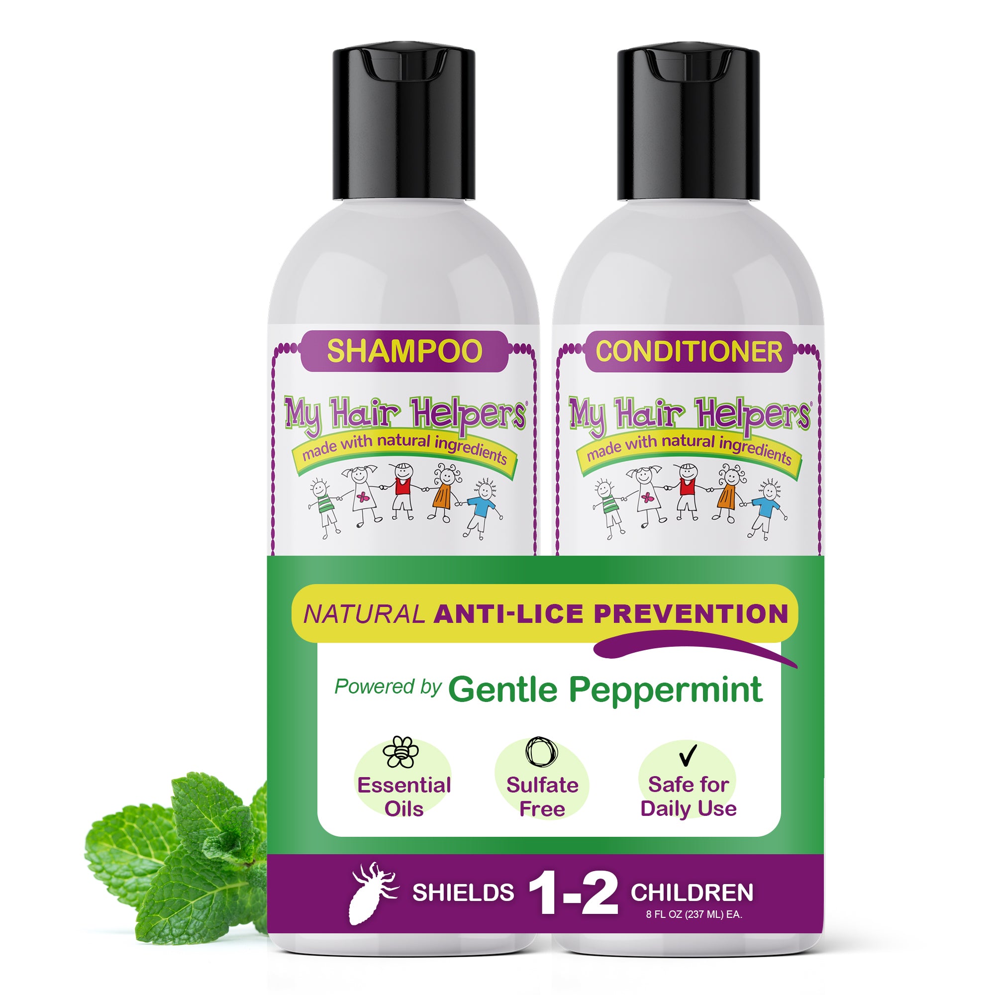 8oz Mint Shampoo and Conditioner Lice Prevention