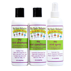 Mint shampoo, conditioner and spray for lice